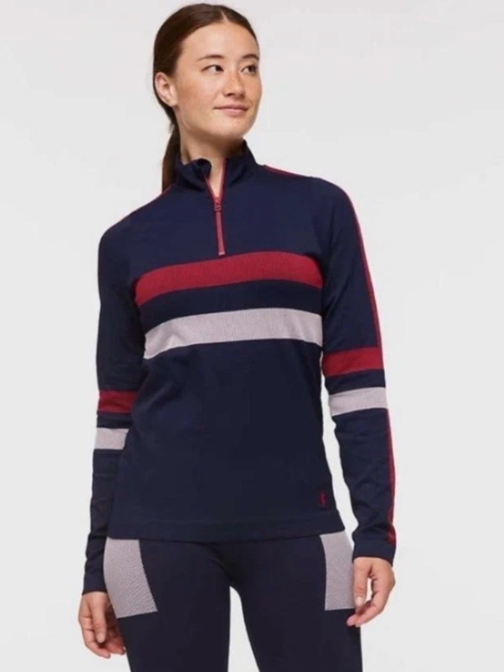 Cotopaxi Pullover Blue Debajo Seamless 1/4 Zip Striped Base Layer Size M